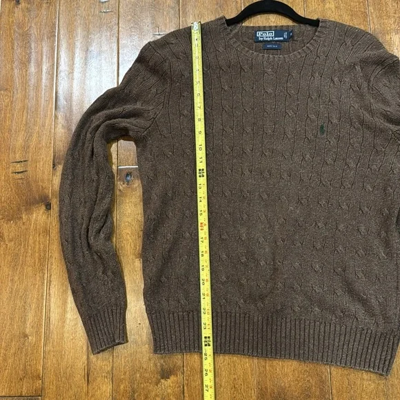 MEN’S POLO BY RALPH LAUREN 100% SILK BROWN SWEATER. CABLE KNIT - Picture 11 of 12